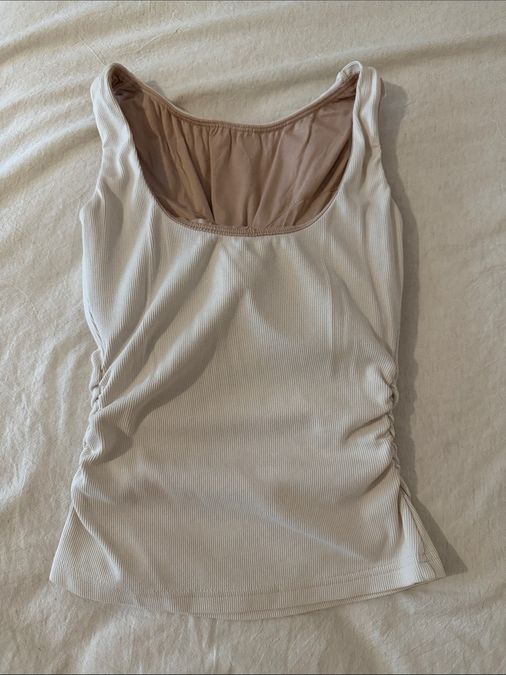 OGL Cream Ribbed Elastic Open Back Bra Tank - Picture 3 of 7